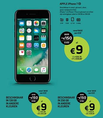 Promoties Apple iphone 7 - Apple - Geldig van 20/09/2017 tot 07/10/2017 bij Base