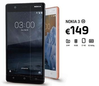 Promoties Nokia 3 - Nokia - Geldig van 20/09/2017 tot 07/10/2017 bij Base