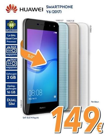 Promoties Huawei smartphone y6 (2017) - Huawei - Geldig van 28/09/2017 tot 28/10/2017 bij Krefel