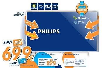 Promotions Philips led tv 43pus6432 - Philips - Valide de 28/09/2017 à 28/10/2017 chez Krefel