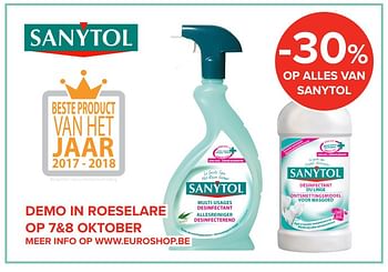 Promoties -30% op alles van sanytol - Sanytol - Geldig van 29/09/2017 tot 23/10/2017 bij Euro Shop