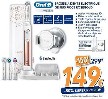 Promotions Oral-b brosse à dents électrique genius 9000s rosegold - Oral-B - Valide de 28/09/2017 à 28/10/2017 chez Krefel