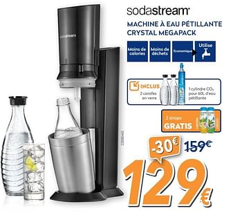 Promotions Sodastream machine à eau pétillante crystal megapack - Sodastream - Valide de 28/09/2017 à 28/10/2017 chez Krefel