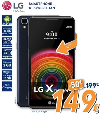 Promotions Lg smartphone x-power titan - LG - Valide de 28/09/2017 à 28/10/2017 chez Krefel
