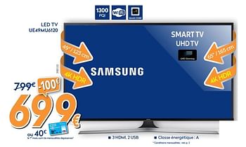 Promotions Samsung led tv ue49mu6120 - Samsung - Valide de 28/09/2017 à 28/10/2017 chez Krefel