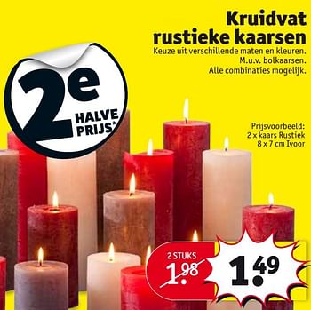 Bont Uitputten postzegel Huismerk - Kruidvat Kruidvat rustieke kaarsen - Promotie bij Kruidvat
