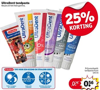 Promoties Tandpasta fluor - Ultradent - Geldig van 26/09/2017 tot 08/10/2017 bij Kruidvat