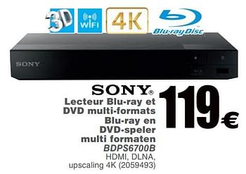 Promotions Sony lecteur blu-ray et dvd multi-formats blu-ray en dvd-speler multi formaten bdps6700b - Sony - Valide de 26/09/2017 à 09/10/2017 chez Cora