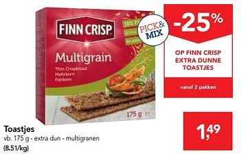 Promotions Toastjes extra dun - multigranen - Finn Crisp - Valide de 04/10/2017 à 17/10/2017 chez Makro