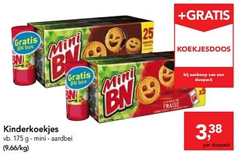 Promotions Kinderkoekjes mini - aardbei - BN - Valide de 04/10/2017 à 17/10/2017 chez Makro