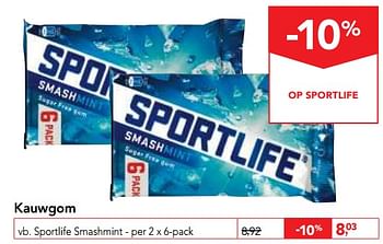 Promoties Kauwgom sportlife smashmint - Sportlife - Geldig van 04/10/2017 tot 17/10/2017 bij Makro