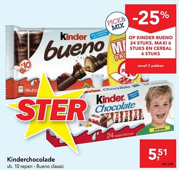 Promotions Kinderchocolade bueno classic - Kinder - Valide de 04/10/2017 à 17/10/2017 chez Makro