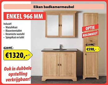 Promotions Eiken badkamermeubel - Produit maison - Bouwcenter Frans Vlaeminck - Valide de 02/10/2017 à 31/10/2017 chez Bouwcenter Frans Vlaeminck