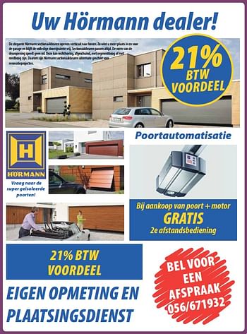 Promoties 21%btw voordeel - Hörmann - Geldig van 02/10/2017 tot 31/10/2017 bij Bouwcenter Frans Vlaeminck