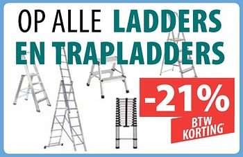 Promoties -21% op alle ladders en trapladders - Huismerk - Bouwcenter Frans Vlaeminck - Geldig van 02/10/2017 tot 31/10/2017 bij Bouwcenter Frans Vlaeminck