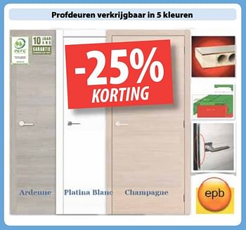 Promoties -25% korting profdeuren verkrijgbaar in 5 kleuren - Huismerk - Bouwcenter Frans Vlaeminck - Geldig van 02/10/2017 tot 31/10/2017 bij Bouwcenter Frans Vlaeminck