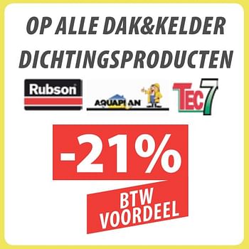 Promoties -21% op alle dak+kelder dichtingsproducten - Rubson - Geldig van 02/10/2017 tot 31/10/2017 bij Bouwcenter Frans Vlaeminck