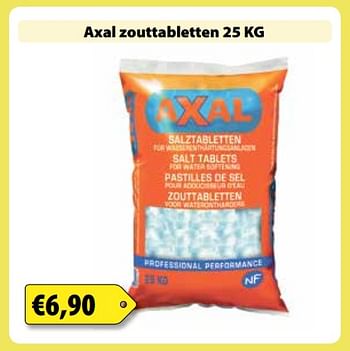 Promoties Axal zouttabletten 25 kg - Axal - Geldig van 02/10/2017 tot 31/10/2017 bij Bouwcenter Frans Vlaeminck