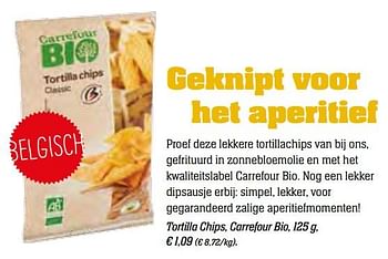 Promoties Tortilla chips, carrefour bio - Huismerk - Carrefour  - Geldig van 01/10/2017 tot 30/10/2017 bij Carrefour