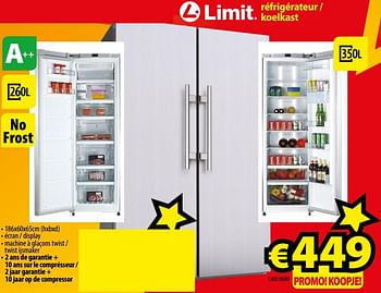 Promoties Limit réfrigérateur - koelkast lik0186nf - Limit - Geldig van 29/09/2017 tot 31/10/2017 bij ElectroStock