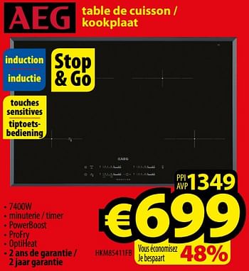Promoties Aeg table de cuisson - kookplaat hkm85411fb - AEG - Geldig van 29/09/2017 tot 31/10/2017 bij ElectroStock