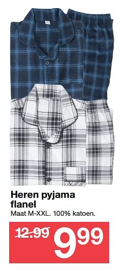 Promotions Heren pyjama flanel - Produit maison - Zeeman  - Valide de 30/09/2017 à 07/10/2017 chez Zeeman