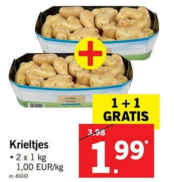 Promoties Krieltjes - Huismerk - Lidl - Geldig van 09/10/2017 tot 14/10/2017 bij Lidl