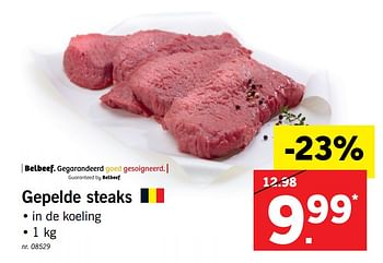 Promoties Gepelde steaks - Huismerk - Lidl - Geldig van 09/10/2017 tot 14/10/2017 bij Lidl