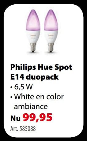 Promoties Philips hue spot e14 duopack - Philips - Geldig van 11/10/2017 tot 23/10/2017 bij Gamma