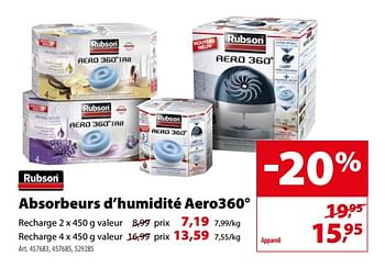 Promoties Absorbeurs d`humudité aero 360 - Rubson - Geldig van 11/10/2017 tot 23/10/2017 bij Gamma