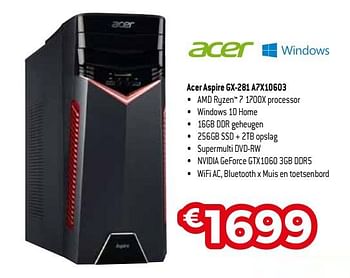 Promoties Acer aspire gx-281 a7x10603 - Acer - Geldig van 19/09/2017 tot 31/10/2017 bij Exellent