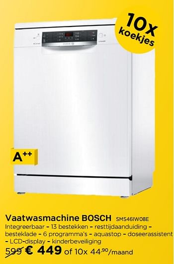 Promoties Vaatwasmachine bosch sms46iw08e - Bosch - Geldig van 30/09/2017 tot 31/10/2017 bij Molecule