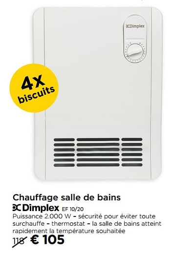 Radiateur électrique EF10/20S 210333 - Pour salle-de-bain - Fixe