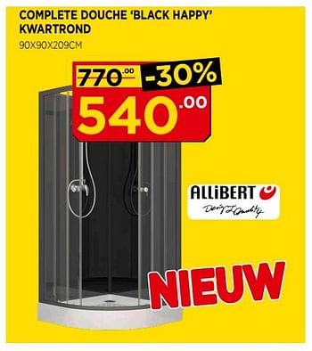 Promoties Allibert complete douche `black happy` kwartrond - Allibert - Geldig van 02/10/2017 tot 31/10/2017 bij Bouwcenter Frans Vlaeminck