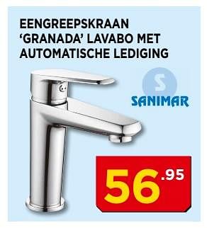 Promoties Sanimar eengreepskraan `granada` lavabo met automatische lediging - Sanimar - Geldig van 02/10/2017 tot 31/10/2017 bij Bouwcenter Frans Vlaeminck