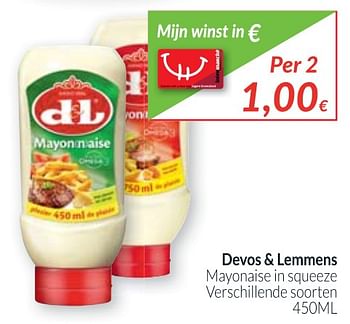 Promotions Devos + lemmens mayonaise in squeeze - Devos Lemmens - Valide de 01/10/2017 à 31/10/2017 chez Intermarche