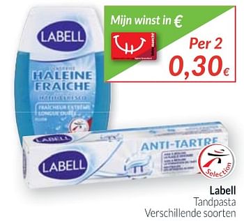 Promoties Labell tandpasta - Labell - Geldig van 01/10/2017 tot 31/10/2017 bij Intermarche