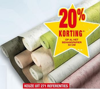 Promoties 20% korting op al het behangpapier 53cm - Huismerk - Brico - Geldig van 10/10/2017 tot 23/10/2017 bij Brico