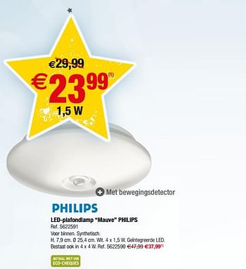 Promoties Philips led-plafondlamp mauve - Philips - Geldig van 10/10/2017 tot 23/10/2017 bij Brico