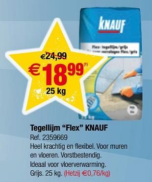 Promoties Tegellijm flex knauf - Knauf - Geldig van 10/10/2017 tot 23/10/2017 bij Brico