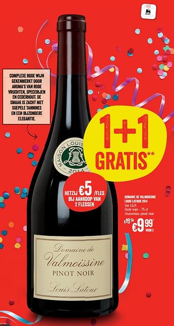 Promoties Domaine de valmoissine louis latour 2014 - Rode wijnen - Geldig van 05/10/2017 tot 11/10/2017 bij Delhaize