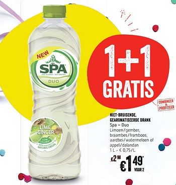 Promoties Niet-bruisende, gearomatiseerde drank spa - Spa - Geldig van 05/10/2017 tot 11/10/2017 bij Delhaize