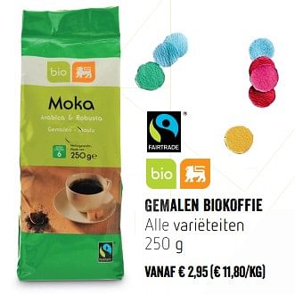 Promotions Gemalen biokoffie - Fair Trade - Valide de 05/10/2017 à 11/10/2017 chez Delhaize