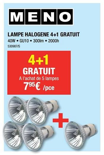 Promoties Meno lampe halogene 4+1 gratuit - Meno - Geldig van 28/09/2017 tot 25/10/2017 bij HandyHome