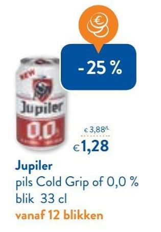 Promoties Jupiler pils cold grip of 0,0% blik - Jupiler - Geldig van 10/04/2017 tot 17/10/2017 bij OKay