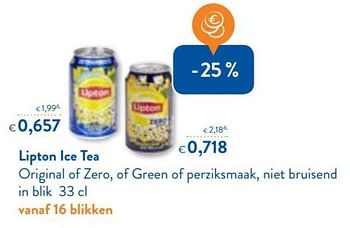 Promoties Lipton ice tea original of zeero, of green of perziksmaak niet bruisend in blik - Lipton - Geldig van 10/04/2017 tot 17/10/2017 bij OKay