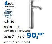 Promotions Sybelle wastafelkranen - robinets de lavabo - Linie - Valide de 02/10/2017 à 29/10/2017 chez X2O