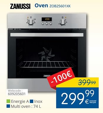 Promoties Zanussi oven zob25601xk - Zanussi - Geldig van 02/10/2017 tot 31/10/2017 bij Eldi