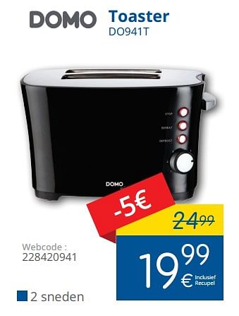 Promoties Domo elektro toaster do941t - Domo - Geldig van 02/10/2017 tot 31/10/2017 bij Eldi