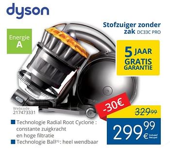 Promoties Dyson stofzuiger zonder zak dc33c pro - Dyson - Geldig van 02/10/2017 tot 31/10/2017 bij Eldi